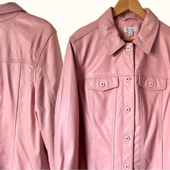 D&Co Genuine Leather Jacket Pink Paisley Lining Womens XL - Picture 4 of 6